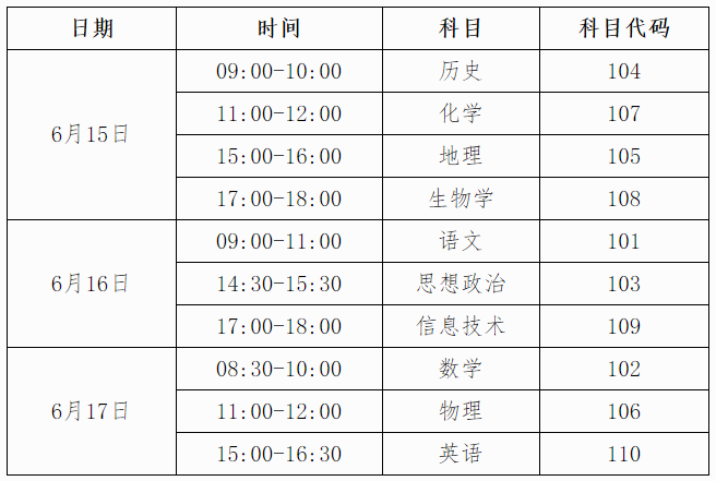 2023年上半年广西崇左普通高中学业水平考试时间：6月15日至17日