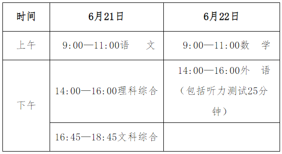 河北邯郸中考时间2023年具体时间安排表：6月21日-6月22日