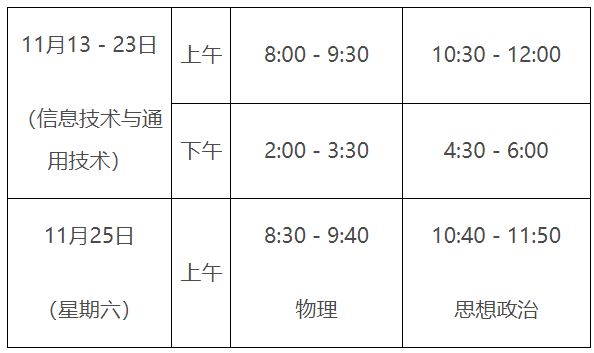 江西鹰潭2023年下半年普通高中学业水平合格性考试时间及科目