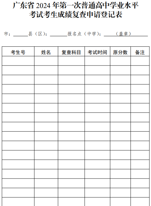 广东中山2024年第一次普通高中学业水平合格性考试成绩复查程序及方式