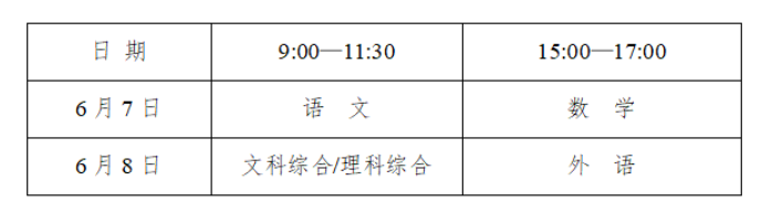 2024年四川广安高考时间、科目及各科分数分值（6月7日-6月9日）