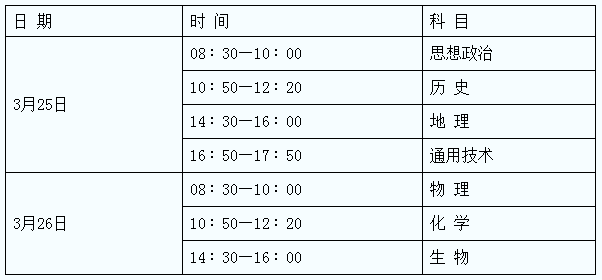 2023年陕西宝鸡普通高中学业水平考试时间及科目：3月25日-3月26日