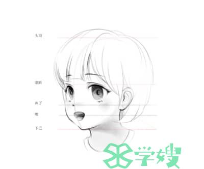 短发少女侧脸简笔画