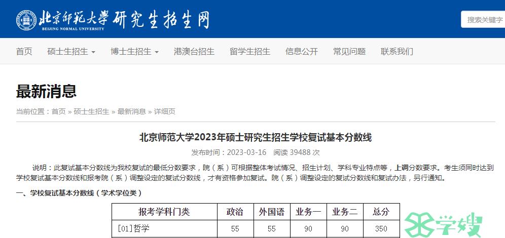 34所自划线院校复试线：2023年北京师范大学MPAcc考研复试线247分