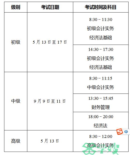 2023年合肥会计中级考试时间9月9日至11日