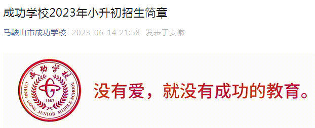 安徽马鞍山市成功学校2023年小升初招生简章（报名时间7月3日-4日）