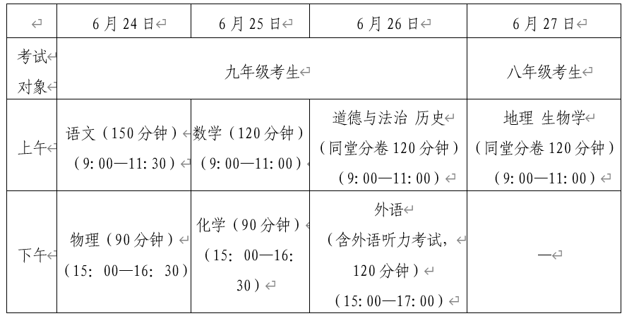 2023年广西北海中考时间及科目：6月24日-6月26日