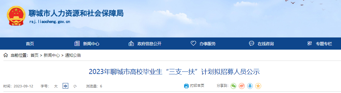 2023年山东聊城市高校毕业生“三支一扶”计划拟招募人员公示(9月18日公示截止)