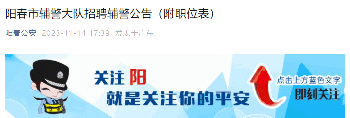 2023年广东阳江阳春市辅警大队招聘辅警公告（40人）