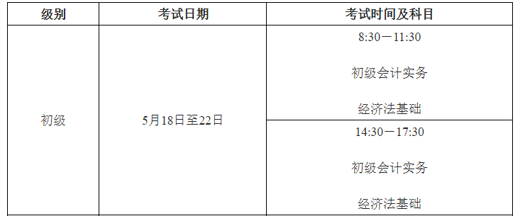 2024年黑龙江佳木斯初级会计职称考试时间及科目：5月18日至22日