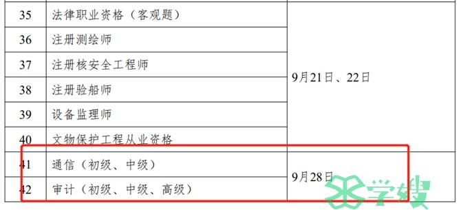 2024年审计师中级职称考试时间