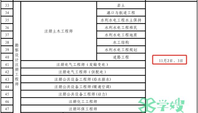 2024年江西注册土木工程师(水利水电)考试时间为11月2、3日