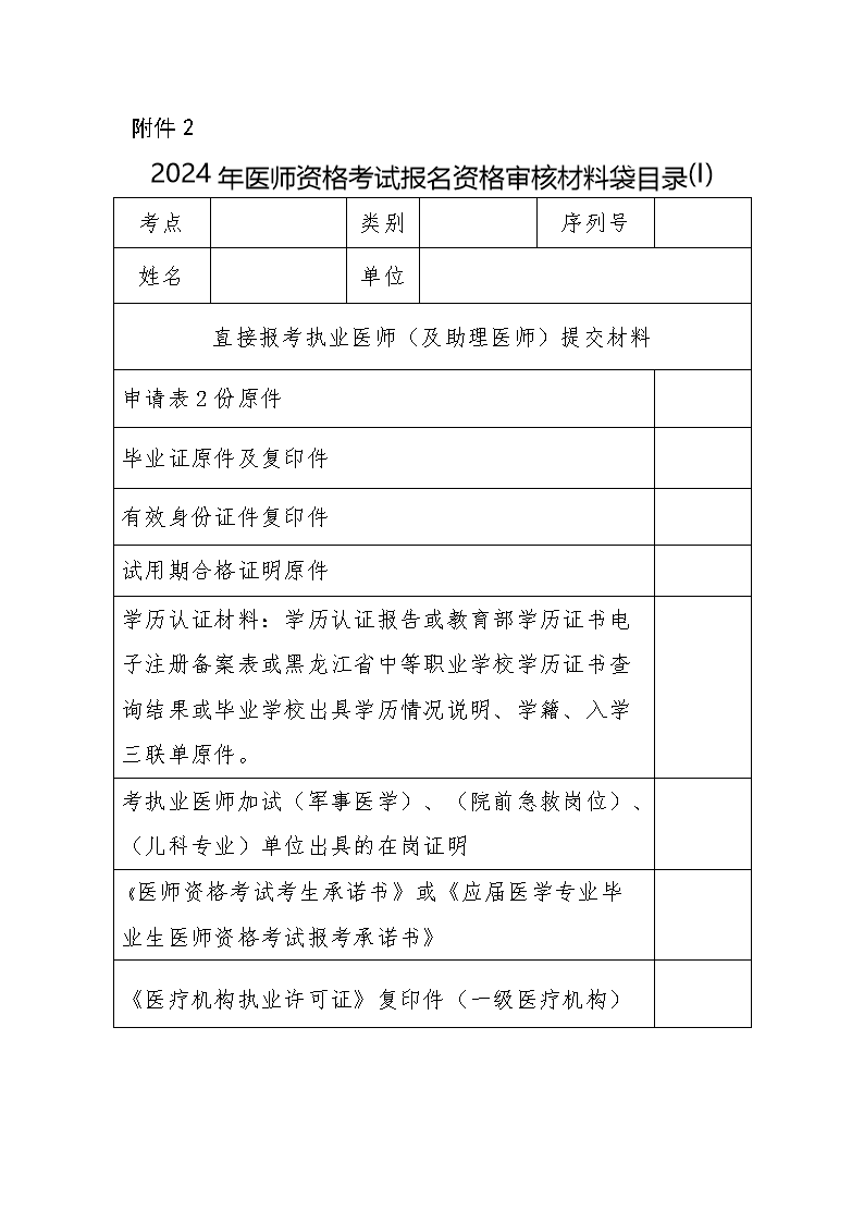 2024年黑龙江中医助理医师报名现场审核时间及材料（2月21日-3月5日）