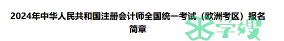 2024年中国注册会计师全国统一考试（欧洲考区）报名简章已公布