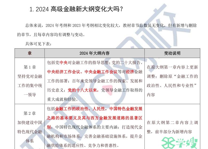 速戳！2024年高级经济师考试金融专业新大纲变动抢先版