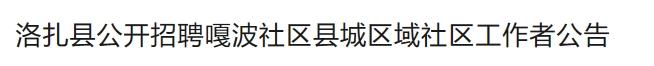 2024西藏洛扎县社工招考：持有社会工作者职业资格证书的人员提供证明材料，或有优待