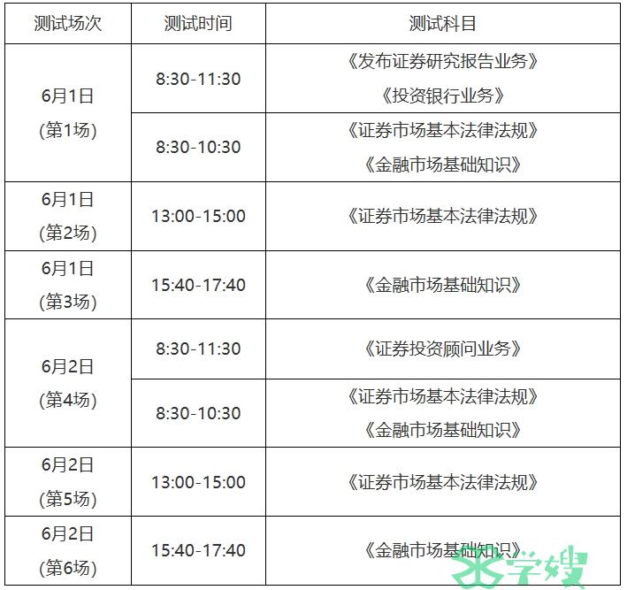 2024年证券从业资格统考考试时间、考试地点及场次安排