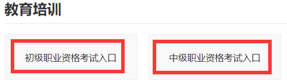 点击初级/中级职业资格考试入口